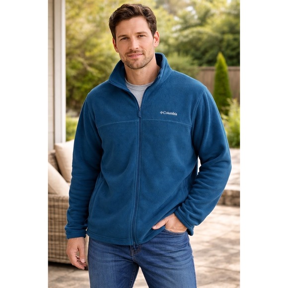 Columbia Mens Steens Mountain Full Zip Fleece Jacket Royal Blue Size 5X - Picture 2 of 4